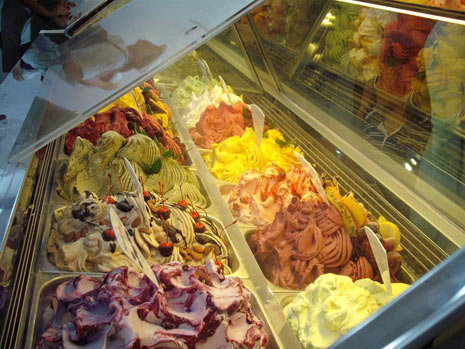 High gelato presentation in a show case Shelly